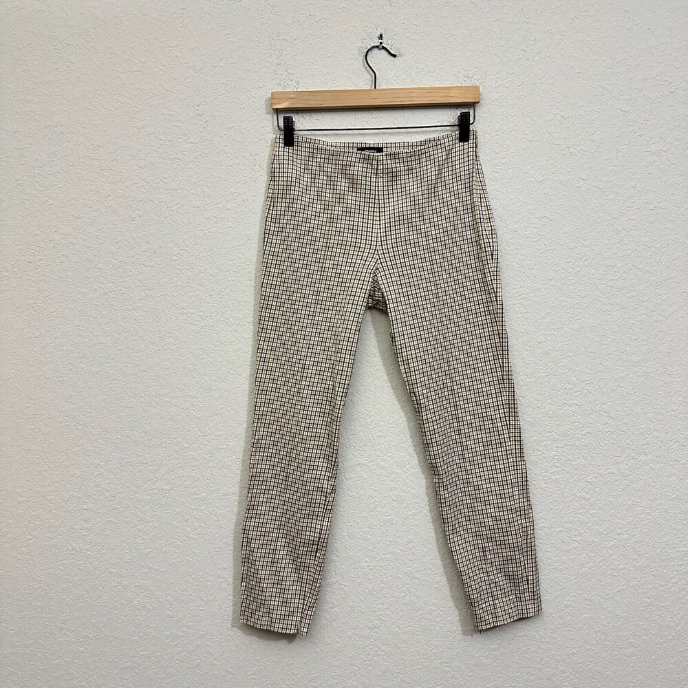 THEORY Alettah Ainsley Check Cropped Pants Ankle Zip in Multicolor